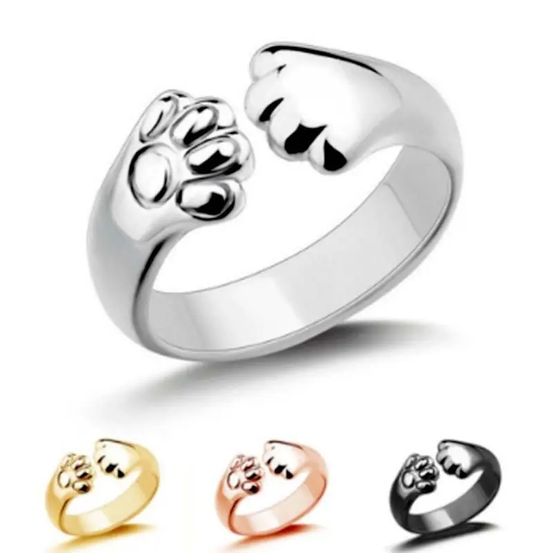 Animal ring bear paw ring opening adjustable ring couple gift ladies daily wear