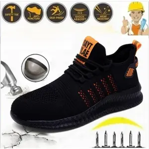 New Fashion Outdoor Men's Work Steel Toe Safety Shoes Breathable Safety Boots Men's Sports Shoes Hiking Shoes Breathable Safety Shoes