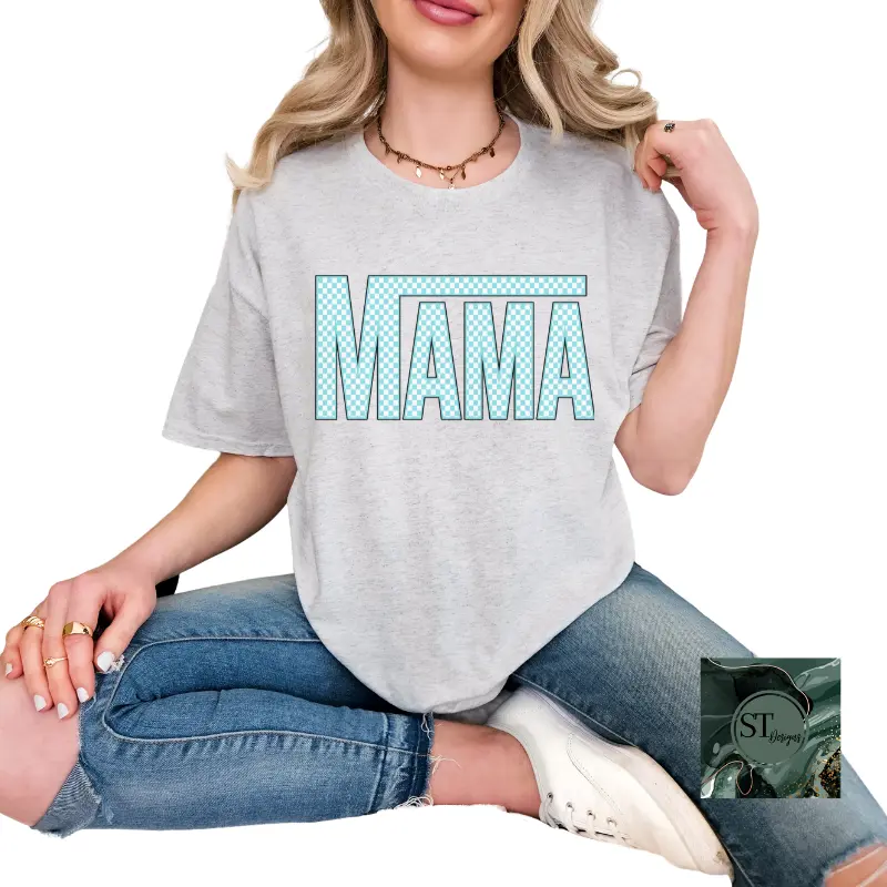 Checkered Mama Grey unisex fit Comfort Cotton Top Womenswear graphic tees cute shirts