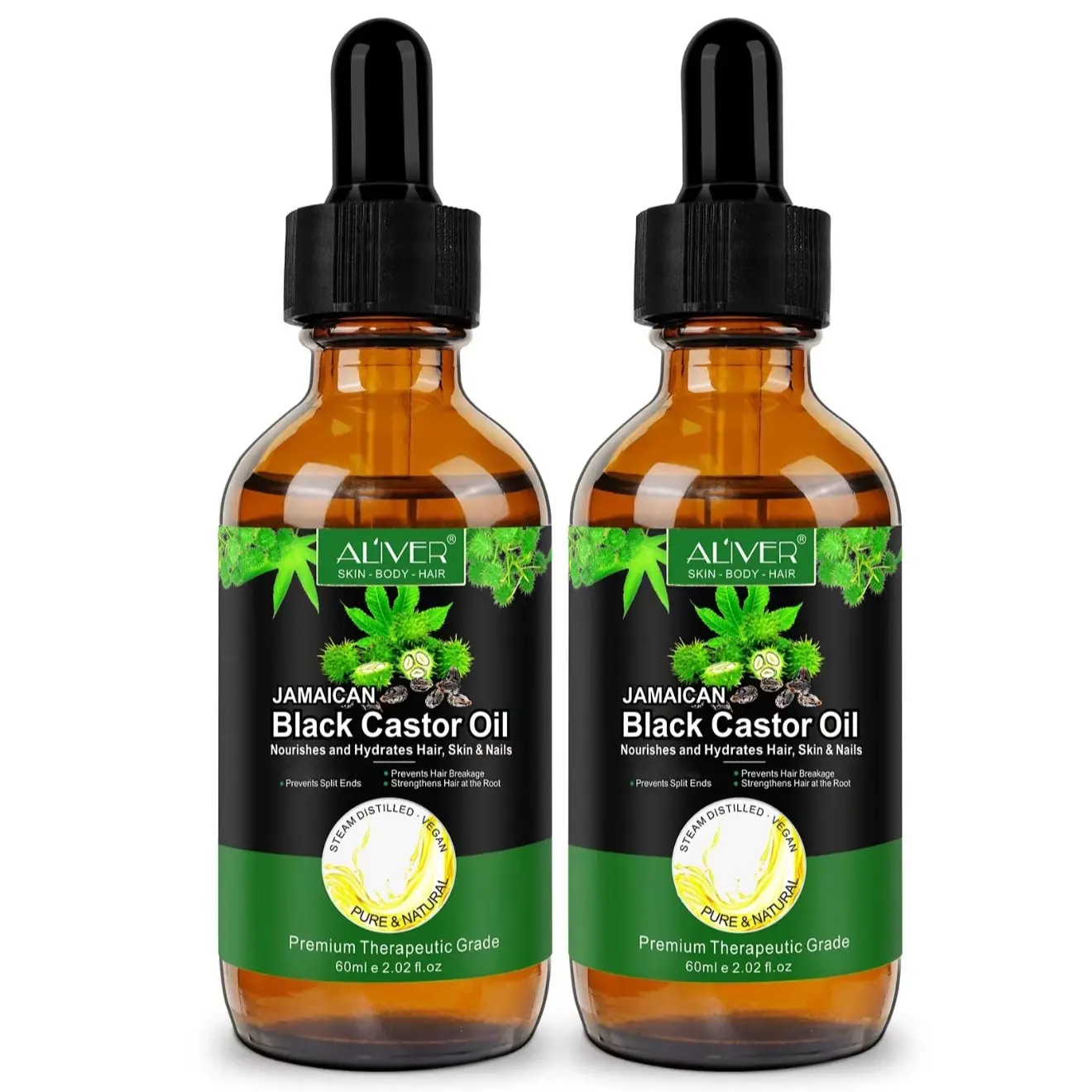 2x Aliver Jamaican Black Castor Oil hair growth , nourishes hair, promotes hair growth Cold Pressed (Over 300k Sold)