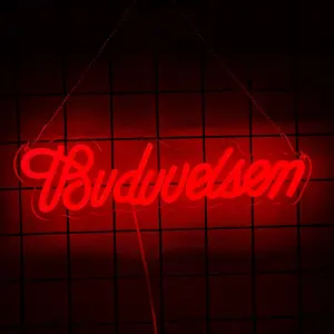 Budweiser  Neon Sign  Beer Bottle Shaped  Sign for Man Cave, Home Bar, Pub, Wall Decor - Best Gifts for Beer Lovers, Birthday, Christmas