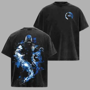 Mortal Kombat Klassic Raiden Oversized Printed T-Shirt - Men's Short-Sleeve Crewneck, Y2K Tropical Casual Streetwear, Unisex Fashion Gift