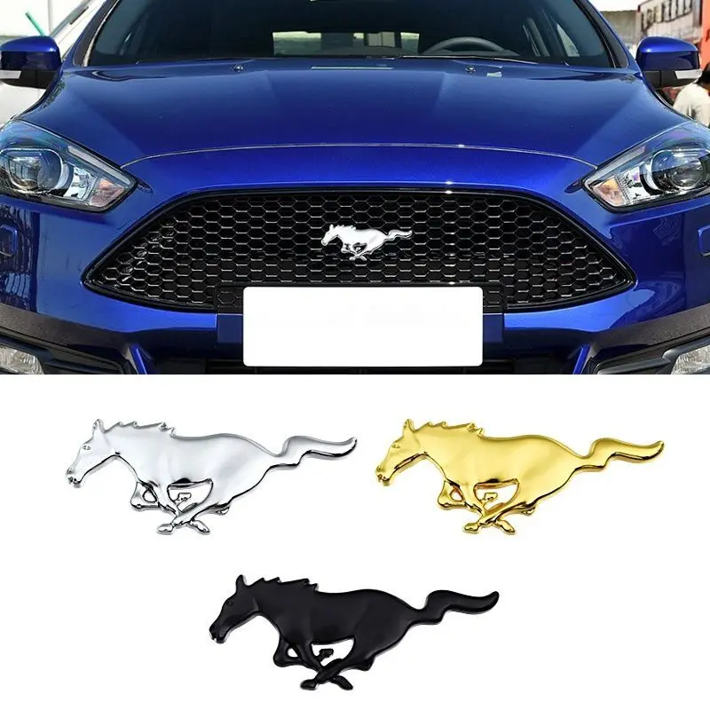 1PCS 3D Car Front Hood Grille Emblem Bonnet Trunk Sticker For Ford Mustang ST Fiesta Fusion Kuga Ranger Mondeo Taurus Shelby Explorer Escape Accessories Car Stickers Automotive Decals Automobile Decals Car Styling Decals