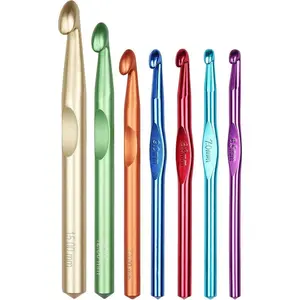 Large Aluminum Crochet Hooks Huge Metal Crochet Hook Set - Crochet Needles for Thick Bulky Yarn Blankets - Beginners Big Crochet Set Size 6.5mm 7mm 8mm 9mm 10mm 12mm 15mm