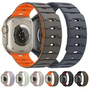 Magnetic Strap For Apple Watch Bands Ultra 2 49mm 45mm 44mm 46mm 42mm 40mm Belt Silicone Bracelet iWatch Series 11 10 8 7 6 5 9 SE