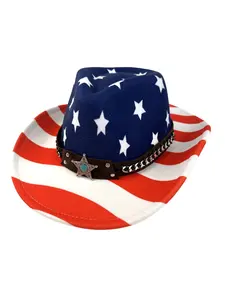 American Flag Independence Day Hat, Western Cowboy Hat for Men, Jazz Hat Sunshade Gift, Festival Accessory, Stylish Headwear, Patriotic Hat, American Themed Hat