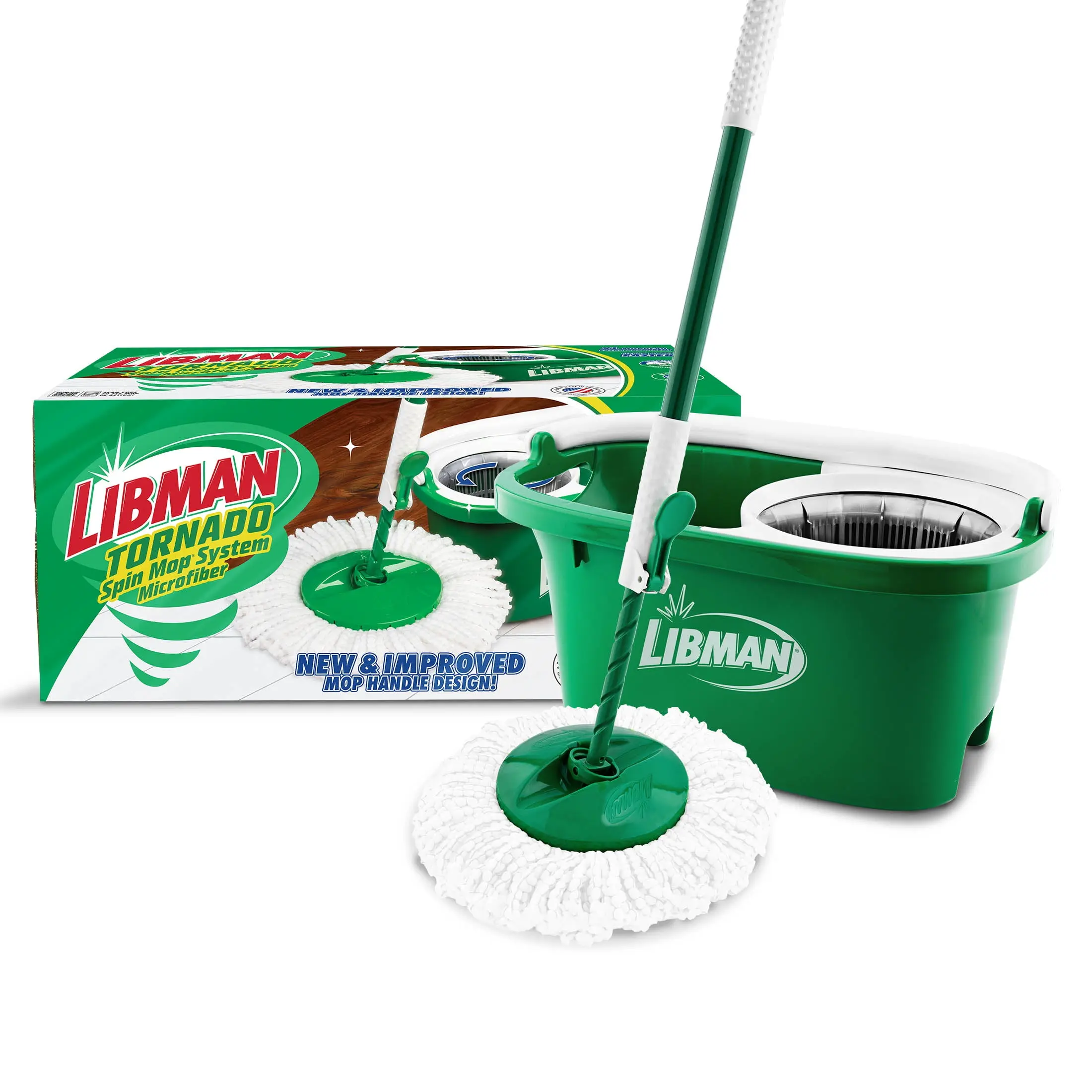 Libman Tornado Spin Mop All-in-One Floor Cleaning Kit with Advanced Microfiber Head