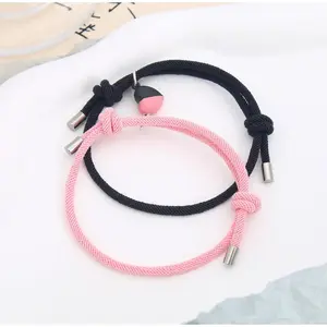 Matching Couple and Friendship Bracelet Set - Adjustable Durable Braided with Heart Charm for Eternal Love Token