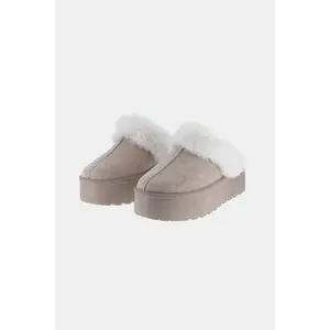 Weeboo Thick Bottom Fur Trim Snow Slippers