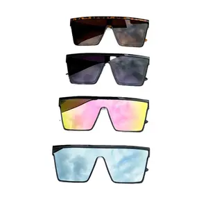 4-Pack Unisex Mirrored Shield Sunglasses - Luxury Chunky Frame, Colorful Gradient UV400 Lenses, Retro Sporty Trendy Sports Eyewear for Summer Vacation, Outdoor Festival