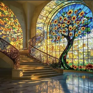 5D DIY Full Drill Round Diamond Painting Kits - Diamond Art Painting Kit Sunflower Tree Mosaic, Canvas - DIY Decorative Painting, Home Wall Decoration, Perfect for Valentine's Day, Halloween, Christmas, Birthdays, and Anniversary Gifts.