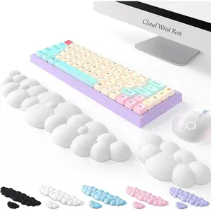 L-KBB005  Cloud Wrist Rest for Computer Keyboard, Ergonomic Wrist Pad Palm Rest with Non-Slip Base, Gamer Gifts, Memory Foam Wrist Support for Office, Gaming, Typing, Portable & Washable(White, Full Size)