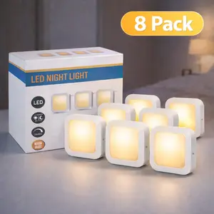 Plug in Dimmable Led Night Light with Auto Dusk to Dawn Sensor, Soft Warm White Nightlights for Hallway,Bedroom, Kids Room, Kitchen, Stairway, 4 Pack
