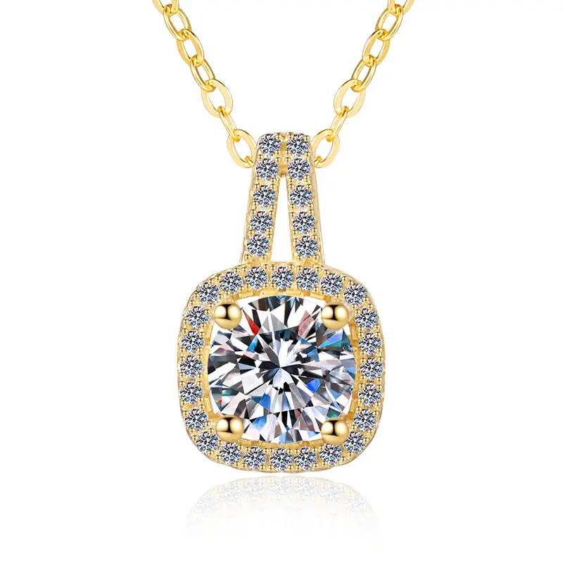 Elegant Round-Cut Halo Pendant Necklace for Women, Sparkling Geometric Drop Necklace, Dainty Jewelry Gift for Birthday, Wedding and Anniversary