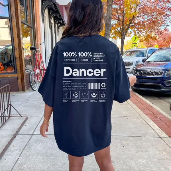 Dancer Graphic T-Shirt, Back Print Dance Tee, Music Lover Shirt