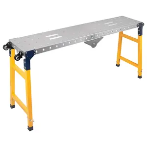 1100 LBS Heavy Duty Adjustable Welding Work Platform, 65" L x 12" Alloy Steel Welding Table with 29"-48" Height Adjustable Foldable Workbench, 360° Swivel Wheels Welding Cart for Welding, Painting, Repair, Garage & Workshop Use