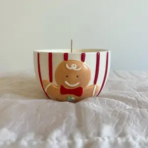 Gingerbread Dish Candle for Festive Home Decor - Ornaments