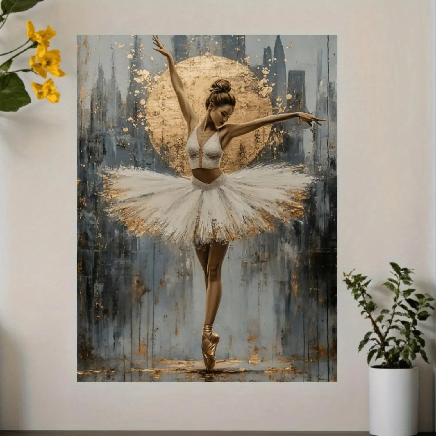 1pc Frameless Vertical Ballet Dancer Wall Art - Elegant Ballerina Canvas Poster, Vertical Minimalist Dance Photo for Living Room, Bedroom, Office Decor - Perfect Gift for Dance Lovers, Fade Resistant, One-Piece