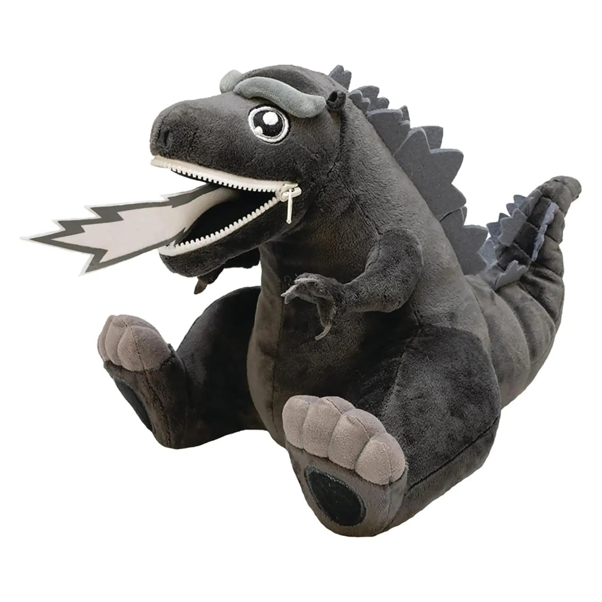 Godzilla 9 Inch Zippermouth Plush | Black and White Godzilla Godzilla 9 Inch Zippermouth Plush | Black and White Godzilla