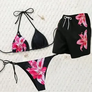 [HOT 2026] Matching Swimwear Set for Couples - Bra Bikini & Men's Beach Shorts, Stylish for Summer Vacation Gift For Him and Her