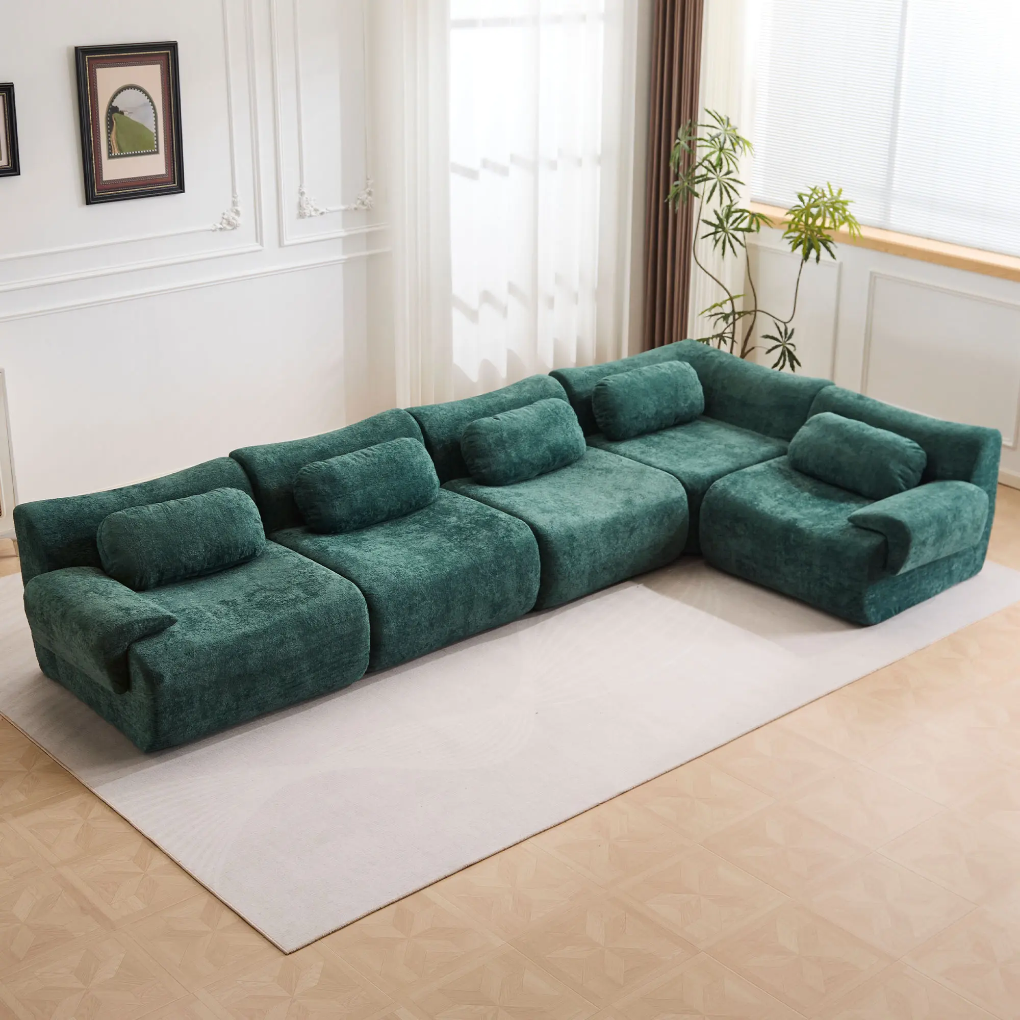 Dark Green - 4 Seater + 1 Corner (148.2")