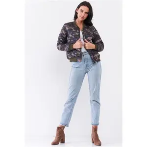 Olive Camo Quilted Puff Jacket Casual Womenswear