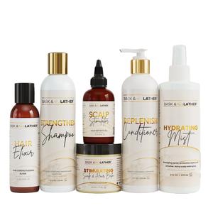 Healthy Hair Starter Kit with Scalp Stimulator, Hair Elixir, Hydrating Mist, Stimulating Balm, Strengthen Shampoo and Replenish Conditioner Hydrate Moisturizing