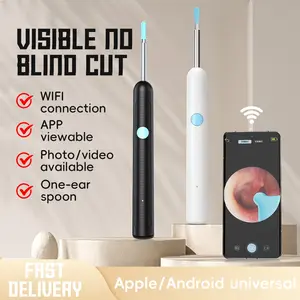 9-Piece Ear Wax Removal Tool Set with Camera, Fsa Hsa Eligible Ear Cleaner, Ear Cleaning Tools, Includes 6 Ear Spoons, iOS and Android Compatible, Safe Home Ear Cleaning Solution in and Earwax Removal Kit