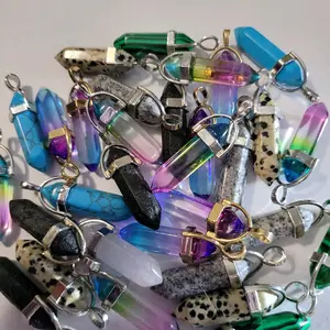 gemstone pendant each on on sale. you will receive 1 random color. made from glass and stone.