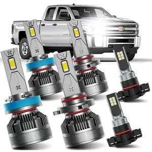 Suitable for 2007-2015 Chevrolet Silverado 1500 2500 3500HD High and Low Beam Fog Light Bulb Combination, 6000K White Plug and Play Super Bright Bulbs, Pack of 6