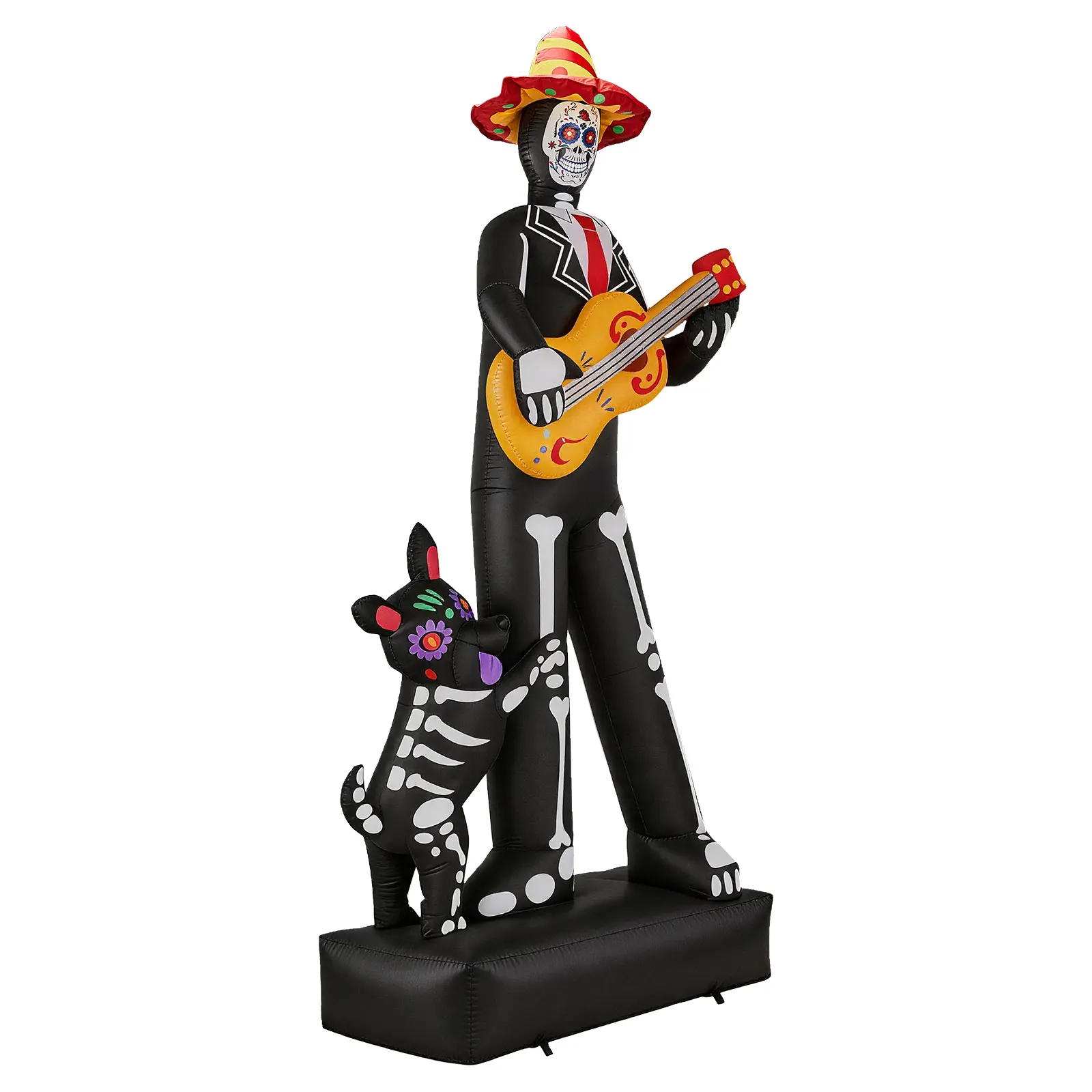 7.3ft LED Lighted Inflatable Ghost with Puppet, Musical Halloween Blow Up Outdoor Decor with 6 Lights, Lawn Porch Party Decoration (Black, Orange)
