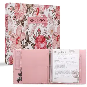 Recipe Book to Write in Your Own Recipes - Hardcover 3 Ring Recipe Binder with Plastic Sleeves - 8x10 Recipe Cards w/Folder Dividers - Blank Cookbook for Organizing Family Recipes