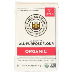 King Arthur Organic All Purpose Flour, Premium Baking Flour for Bread, Pizza Dough, and Pastries, Unbleached and Non-GMO, Versatile for All Your Baking Needs, 32 oz (2 lbs)