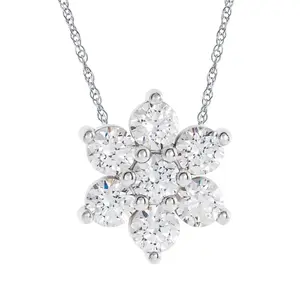 1/2Ct 7-Stone Diamond Pendant 14k White Gold 18" Necklace