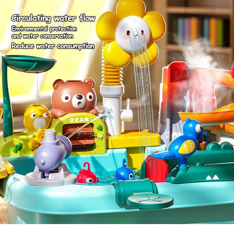 Sunflower Toddler for Kids, Fishing, Spray Gun, Slide Track, Outdoor Sensory Table, Water Play Table, Summer Beach Toy, Best Gift for Boys & Girls