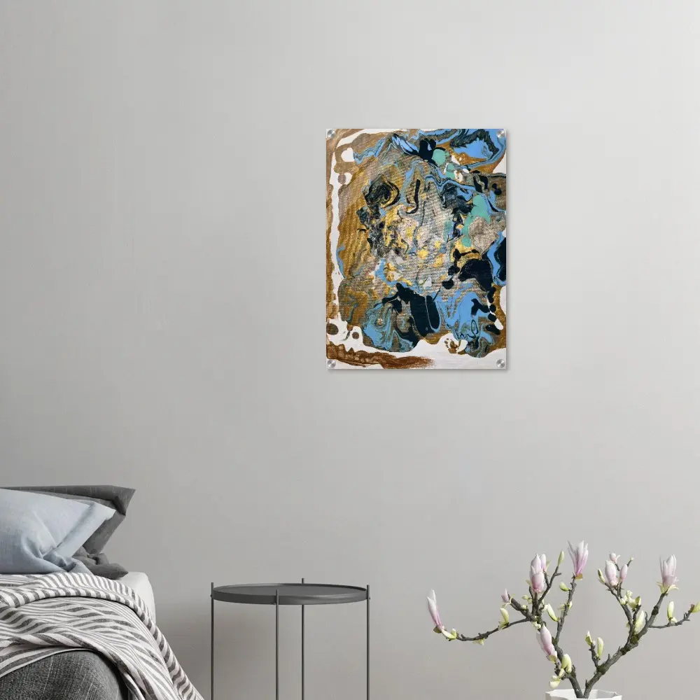 Shylon’s Boutique Arts Original Acrylic Pour Reproduction Artistic Frameless Wall Art Print for Living Room