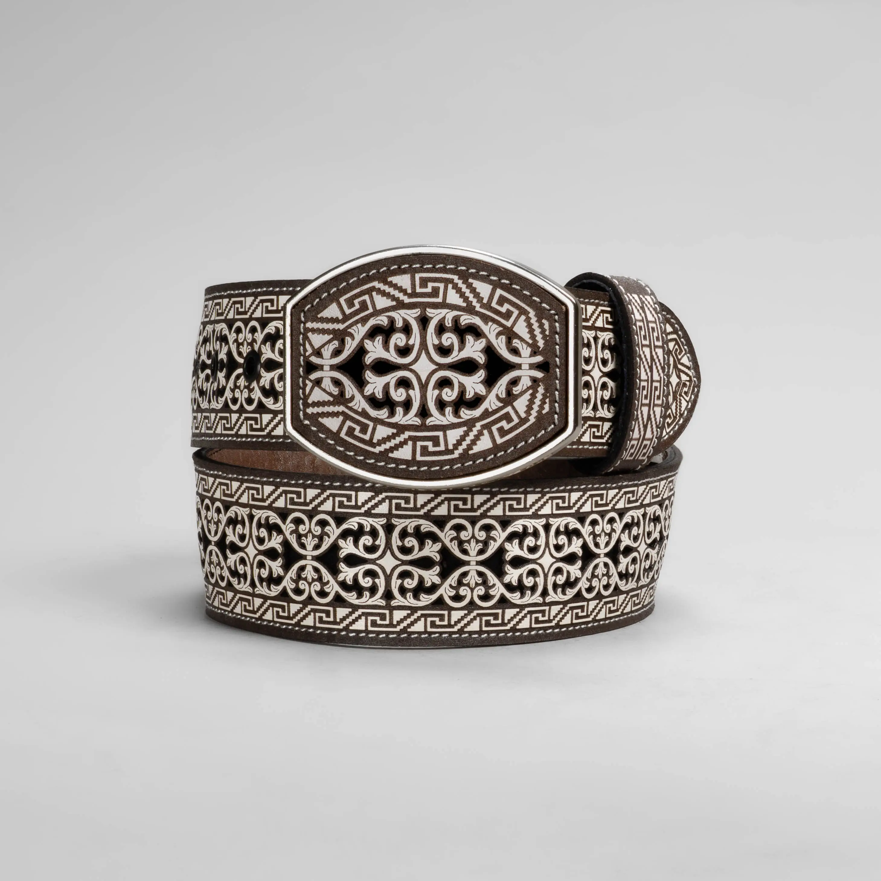 Men's Artisanal Embroidery Cowboy Belt - Premium Leather, 1.5" Width, Square Metal Buckle