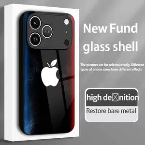 Apple Logo Light Effect Wallpaper, Elegant Style, Tempered Glass Protective Phone Case Cover, Perfect Gift for Birthday, Girlfriend, Boyfriend, Couple