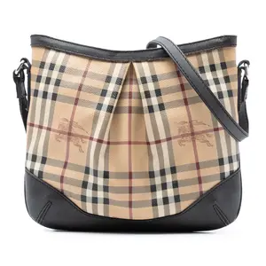Pre-owned BURBERRY Fabric, Leather Travel Bags Hartham Crossbody Bag Haymarket Coated Canvas Medium by Rebag