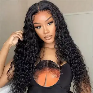 Bling Hair HD Glueless Closure Transparent Deep Wave 5X5 9X6 Lace Frontal Brazilian Human Hair Wig For Women 13X6 Glueless Closure HumanHair Wig Ready To Wear Glueless Wig 180 Density 28 30 INCH