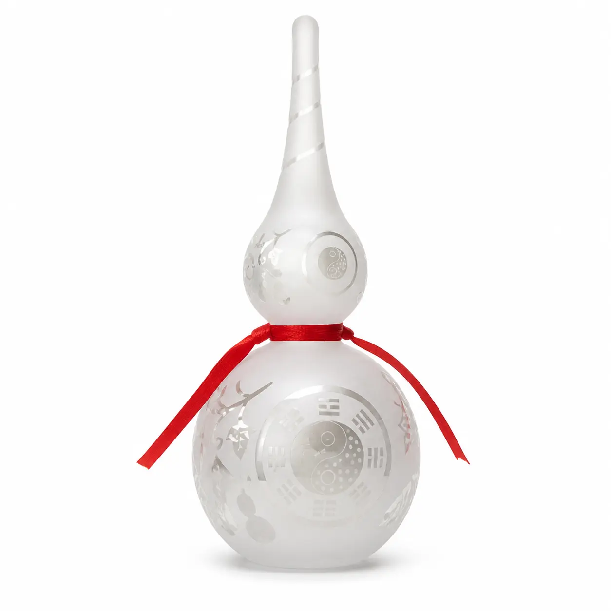 Feng Shui Glass Wu Lou Gourd Ornament with Yin Yang Bagua Design, 10.24-Inch Chinese Good Luck Decor for Home Office, Housewarming Gift