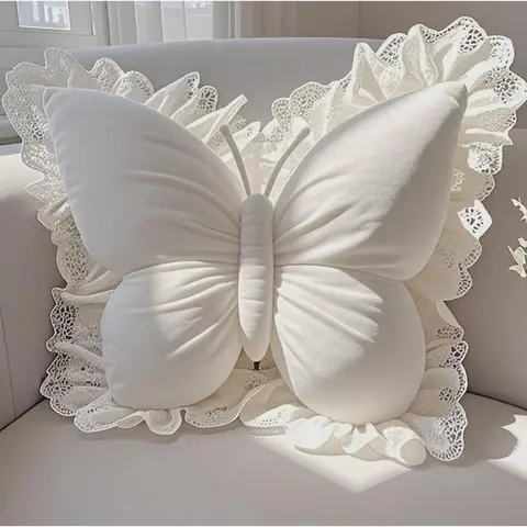Butterfly-Shaped Durable Lumbar Support Waist Cushion - Soft Floral Single Adult Wedding Embellishment, Home-Office Decor for Bedroom, Living Room, Aesthetic Room Decor
