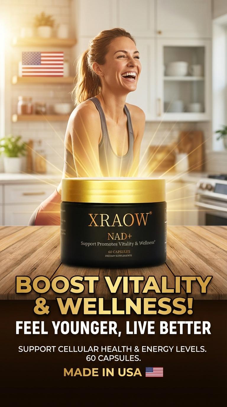 XRAOW NAD Supplement with Resveratrol NMN Alternative 30-Day Supply Advanced NAD+ Third-Party Tested for Quality and Safety Vitamin Healthcare Edible Fitness