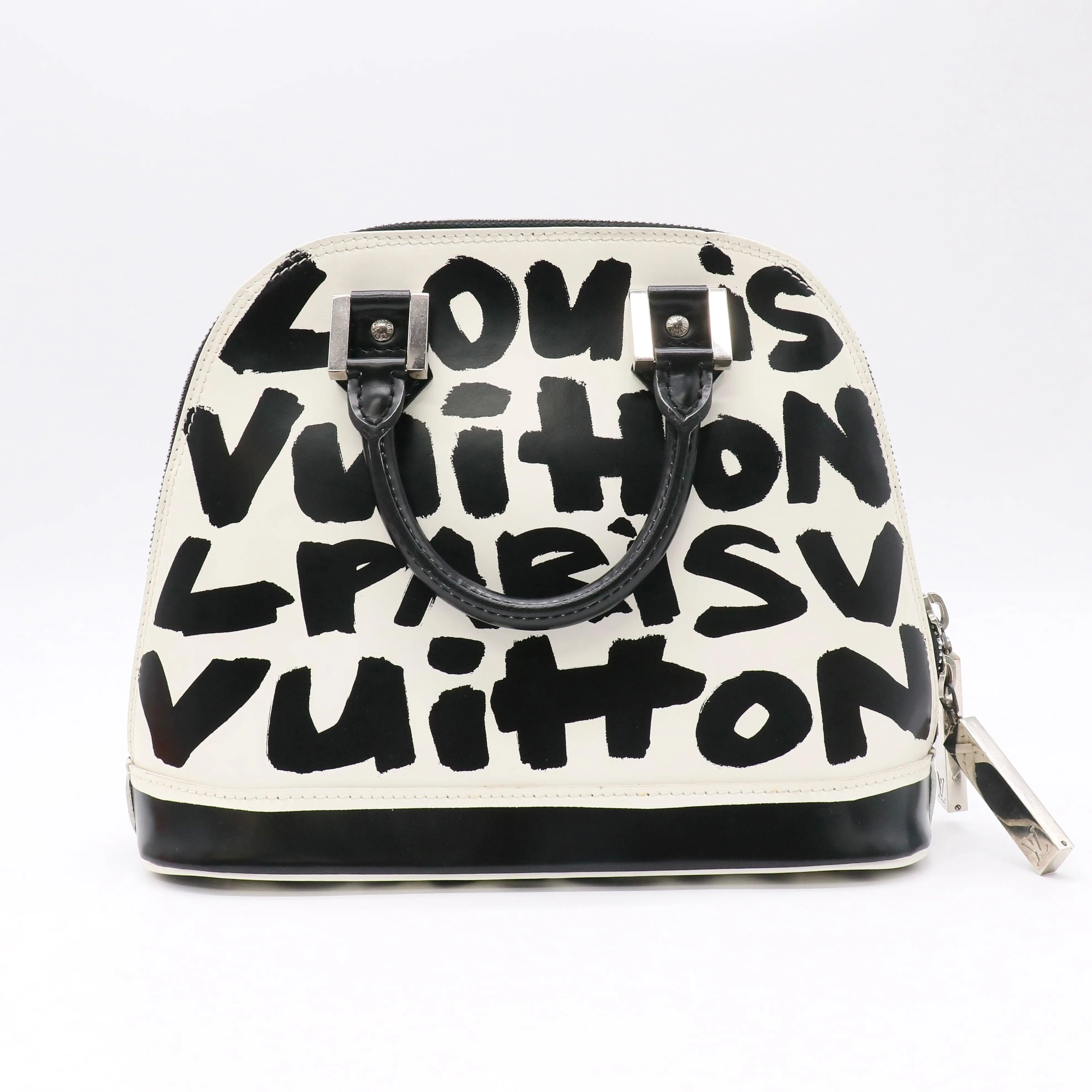 Pre-owned Louis Vuitton Graffiti Leather Top handle bag Alma Handbag Limited Edition MM B23361