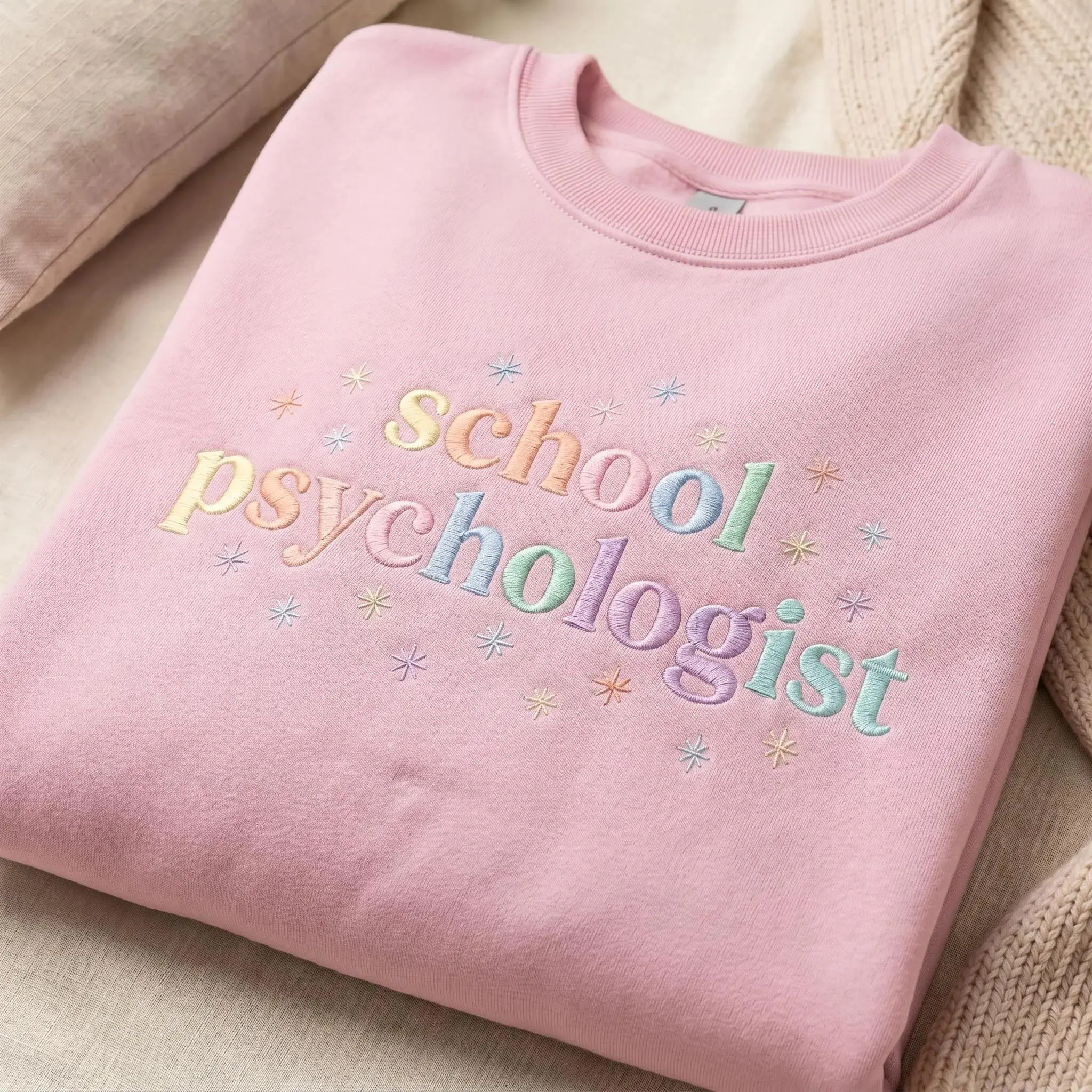 [Made in US] Embroidered School Psychologist Sweatshirt, Pastel Crewneck, School Psych Gift