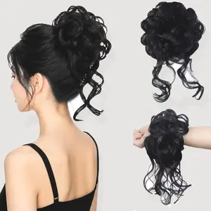 VOSILK Messy Bun Piece for Women Fake Hair Scrunchie  Bun Extensions No-Slip Elastic Ties for Instant Updo Wavy Curly synthetic Scrunchies for Daily Party