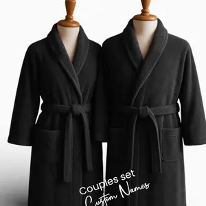 Couple Set Black (2 Velour Bathrobe”Custom Personlized Names”