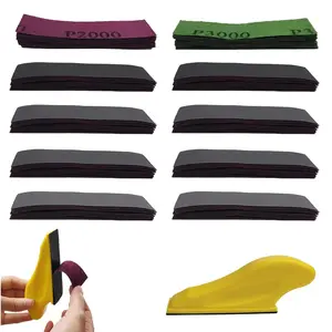 100 count  Detail Sander Paper Kit Wet Dry Sandpaper 320 400 600 800 1000 1200 1500 2000 2500 3000 Grit 3.5"x 1"Hand Sanding Block with Hook and Loop Sanding Strips for Craft,  and Metal Sanding