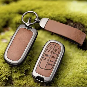 Zinc Alloy New Leather Car Key Accessory for Jeep Renegade Compass Grand Cherokee for Chrysler 300C Wrangler Accessories Car Key Holder