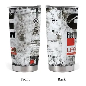 20oz Stainless Steel Tumbler, 1 Count White Oil Filter Pattern Insulated Water Bottle, Stainless Steel Thermos, Stainless Steel Flask, Drinking Cup for Home Office School, Boyfriend Gift, Drinkware, S